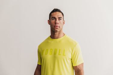 Nobull Men's T Shirts Yellow | Australia (KF3218)